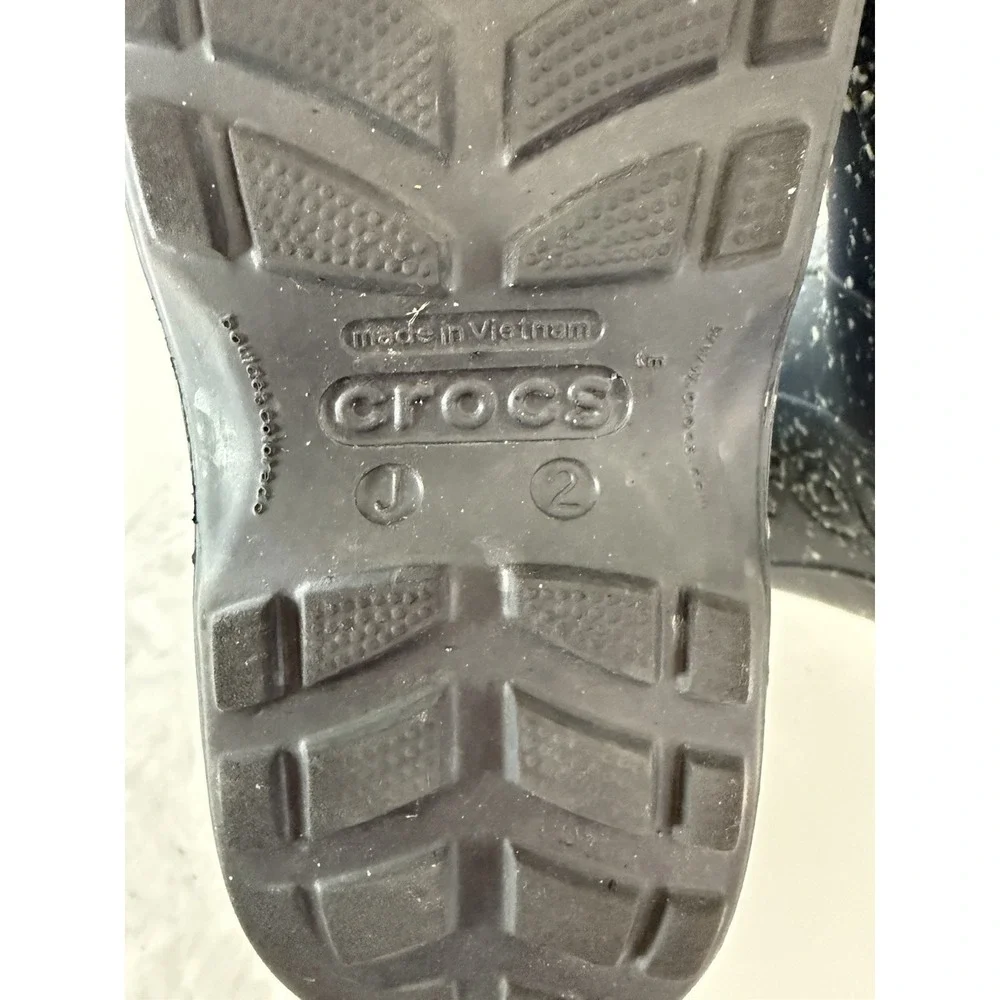 Crocs Handle It Rain Boots Black Glow in the Dark Sz 2